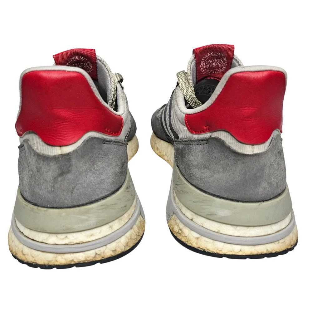 Adidas ZX‎ 500 RM Men Size 11 Gray Grey Red Running Shoes Sneakers B42217